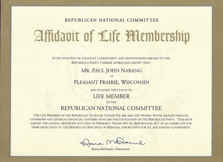 RNC Affidavit of Life Membership