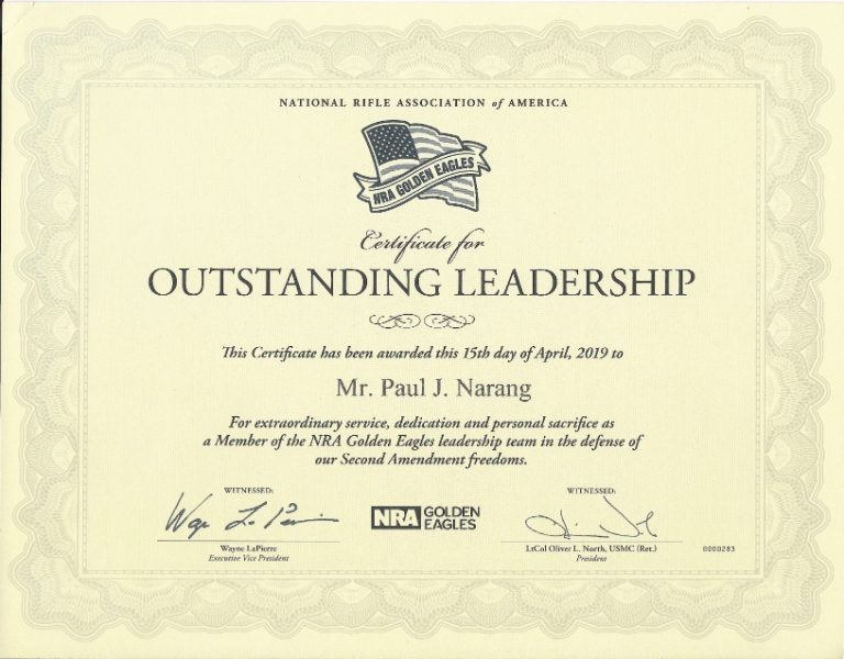 Website copy of NRA Golden Eagles Leadership Award 2019