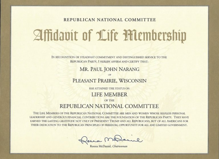 Website copy of RNC Affidavit of Life Membership